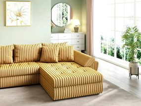 Colțar extensibil dumonde cu ladă de depozitare si sezut confortabil din spuma high-density, Loana U Ambience Mustar 355x185 cm