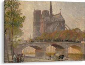 Tablou - Robert William Vonnoh, Notre Dame de Paris, reproducere (70x50 cm)