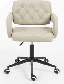 HR8403K Scaun Ecru Piele Ecologica Premium Soft cu Bază Neagră