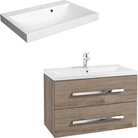 Set dulap baza suspendat Defra Granada nuc rockford cu lavoar compozit Olex 80