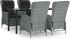 vidaXL Set mobilier de grădină, 5 piese, gri deschis, poliratan