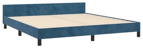 Cadru de pat cu tablie, albastru inchis, 180x200 cm, catifea Albastru inchis, 180 x 200 cm, Culoare unica si cuie de tapiterie