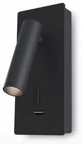Aplica de perete cu spot LED directionabil si port USB Mirax negru