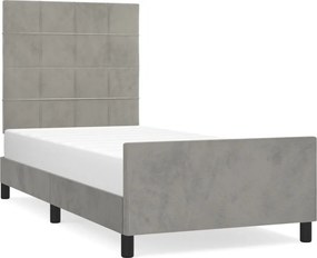 vidaXL Cadru de pat fără saltea, gri deschis, 90x200 cm, catifea