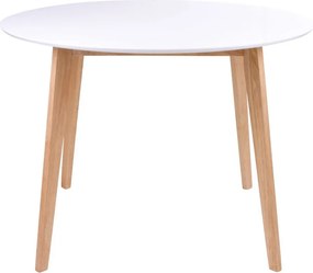 Vojens masă rotundă 105x75 cm alb-natural