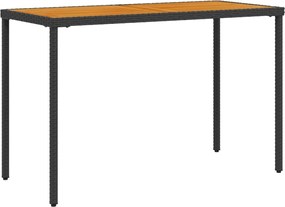 vidaXL Masă grădină blat din lemn acacia, negru 115x54x74 cm poliratan
