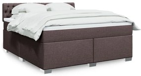 vidaXL Pat continental cu saltea maro închis 180x200cm material textil