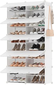 Organizator pentru pantofi KIMBERLY, 10 compartimente, alb/transparent SongmicsHome