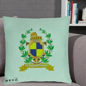 Perna Personalizata FC United Ploiesti 1906 Fotbal, 40x40 cm, Verde Menta, Husa Detasabila, Perna Inclusa, BEKZ®