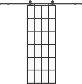 vidaXL Ușă glisantă cu set de feronerie neagră 76x205 cm Sticlă ESG