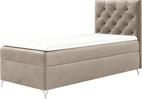 Pat cu boxspring, 90x200, ţesătură bej Velvet, pe dreapta, GULIETTE + cadou