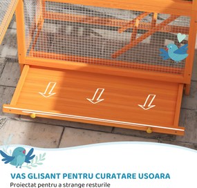 PawHut Volieră pentru Păsări cu 3 Uși, Cușcă, Scară și Tavă, din Lemn și Metal, 92x52x171 cm, Portocaliu și Negru | Aosom Romania