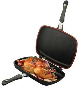 Tigaie grill dubla 34 cm, doubletta, Royalty Line RL-DF34M - neagra