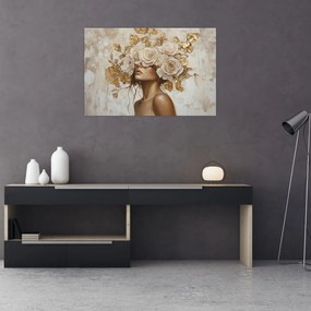 Tablou - Fată cu Trandafiri (90x60 cm)