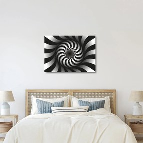 Tablou pe sticlă abstract cu spirala alb neagră (70x50 cm)