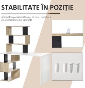 HOMCOM Birou cu Bibliotecă, Spațiu de Lucru Multifuncțional, Suport Computer din Lemn, Multicolor, 120x60x148cm | Aosom Romania