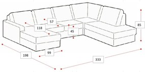 Colțar maro deschis cu tapițerie din chenille (cu colț pe partea dreaptă/în formă de "U") Fabian – Scandic