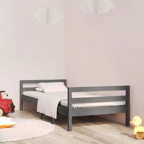 vidaXL Cadru de pat, gri, 75x190 cm, lemn masiv de pin