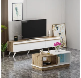Mobilier living Vegas (Alb + Stejar zafir). 1088750
