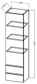 Dulap inalt cu 1 usa si 2 sertare, Kolpasan, Naomi, 149,5 cm, natural wood