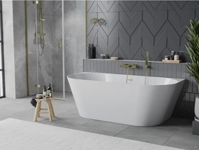 Mexen Oval Slim cadă de baie independentă montată pe perete 170 x 80 cm, albă, preaplin auriu periat - 52661708000-55