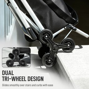 HOMCOM Cărucior de Cumpărături cu Geantă Impermeabilă de 40L, 46x59.5x97 cm, Negru și Argintiu | Aosom Romania