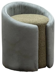 Taburet verde, rotund, din textil, Nasrine