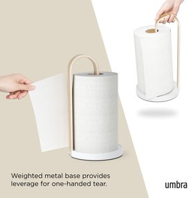 Suport vertical pentru prosoape de bucătărie din hârtie alb din lemn ø 17 cm Bellwood – Umbra