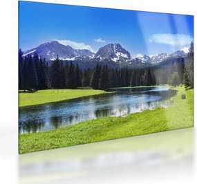 Tablou pe sticlă - vâfurile montane înzăpezite (70x50 cm)