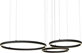 Lampă suspendată neagră cu LED cu dimmer în 3 trepte, 3 lumini - Anello
