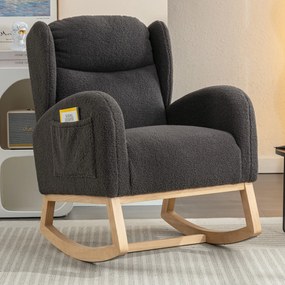 Scaun balansoar modern cu husă din material Teddy, Gri închis | Aosom Romania