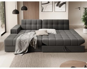 Colțar taupe extensibil cu tapițerie din catifea (cu colț pe partea stângă/cu șezlong) Blezalt – ELTAP