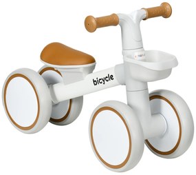 AIYAPLAY Bicicletă de echilibru pentru copii 4 roți șa reglabilă, ghidon ergonomic aliaj aluminiu, PP, copii 1-3 ani - Maro Alb | Aosom Romania