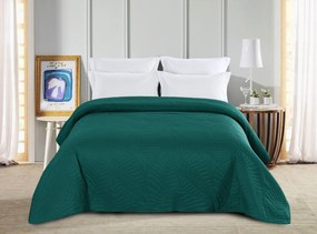 Cuvertura turcoaz pentru pat cu model LEAVES Dimensiune: 200 x 220 cm