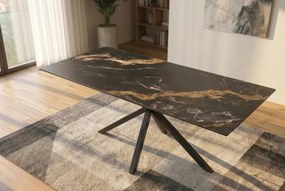 Masa dining cu blat ceramic GALAXIE Aurora Oro 180x90cm
