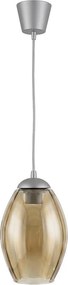 Brilagi - Lustră LED pe cablu GLASS 1xE27/60W/230V Ø 17 cm argintiu/bej fumuriu