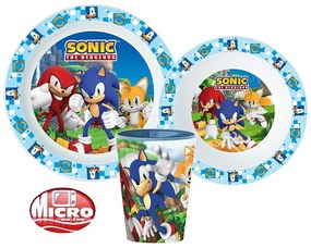 Sonic Ariciul set de vase, set din plastic micro, cu pahar de 260 ml