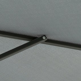 Outsunny Umbrelă cu braț lateral Ø293cm umbrelă de soare cu levier lateral, bază în cruce, protecție la vânt, rezistentă la apă Gri închis | Aosom Romania