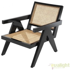 Fotoliu design lux din lemn de mahon si rattan cane, Adagio 111679 HZ