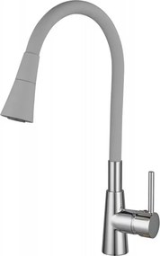 Baterie bucatarie cu pipa flexibila Inter Ceramic Havana finisaj crom lucios-gri mat cu 2 functii