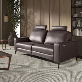 Canapea 3 locuri, functie relax, tapitat cu piele Chocolate Brown