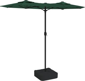 vidaXL Umbrelă de soare cu două capete, verde, 316x145 cm
