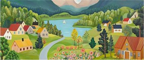 Tablou - Sat în Munți (120x50 cm)