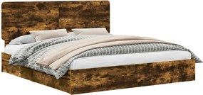 vidaXL Pat cu storage Stejar fumuriu 180 x 200 cm Lemn compozit