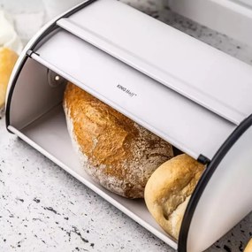 Cutie pentru paine Kinghoff KH 1864, 18.5x27x44 cm, Deschidere si inchidere lina, Otel, Alb