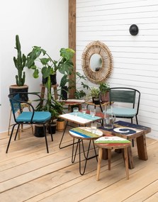 Scaun dining albastru din textil, Arena
