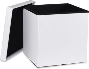 PROMOTIE Taburet pliabil alb ZAREX L din piele ecologica calitatea a II-a