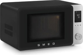 Cuptor cu microunde combinat cu aer cald SMEG Collezione MOC02BLMEU, 900 W, 27 l, 25 de programe, închidere lină, setări personalizate, negru mat