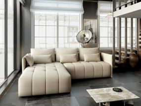 Colțar extensibil dumonde cu ladă de depozitare si sezut confortabil din spuma high-density, Malta Enjoy Camel 235x185 cm