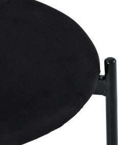 Set de 2 scaune de dining din țesătură cu efect de catifea, cu picioare din metal și spătar din ratan, 60x18x86 cm, Negru